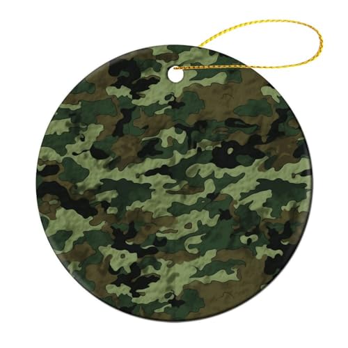Best Friend Christmas Ornaments Gift,Green Military Print Friendship Ornaments,Friends New Year Ornaments,Ceramic Keepsake