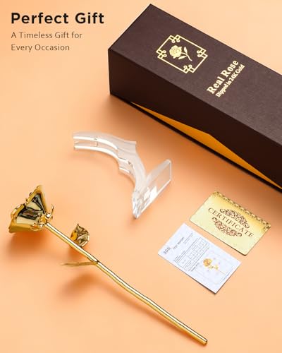 Image of WILDLOVE 24K Gold Dipped Rose, Preserved Real Gold Rose, Gifts for Women