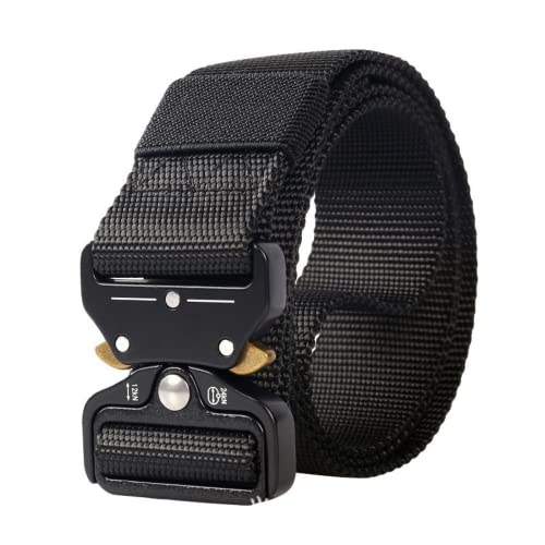 Cinto tático multifuncional de nylon com fivela liberação e engater ápido (Preto)