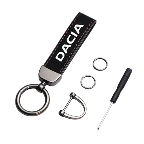 WENINETIES Portachiavo per Dacia Duster 2010-2021 2022 2023 2024 2025, Auto Portachiavi con Logo Stemma Key Chain Auto Chiave Ciondolo Sostituire Chiavi Anelli D Ruotabile,Black