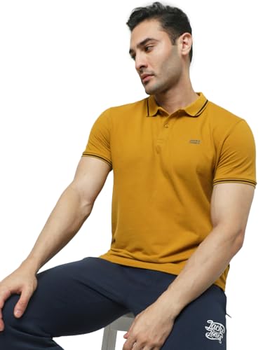 Image of Jack & Jones Men's Yellow Polo Collar Slim Fit T-Shirt