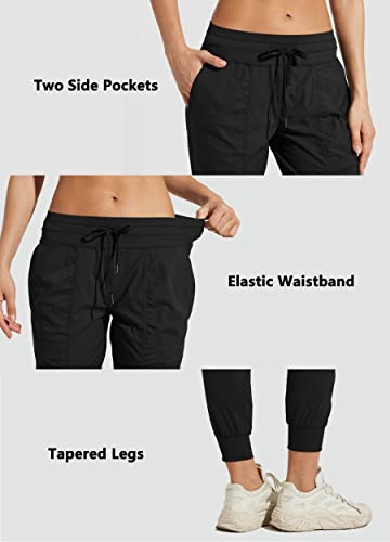 Willit Women's Studio Joggers Dance Hiking Travel Pants Striped Workout Lounge Drawstring Pants With Pockets Black 8 #TOP4