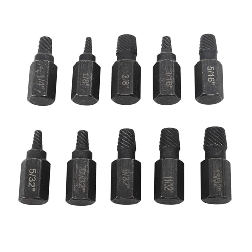 RPJFCPCS 10Pcs Nut Extractor Kit, Hex Socket Set Adapters, HSS Industrial Bolt r Hand Tool, Made of High Speed Steel, for Home Vehicle Machinery Disassembly