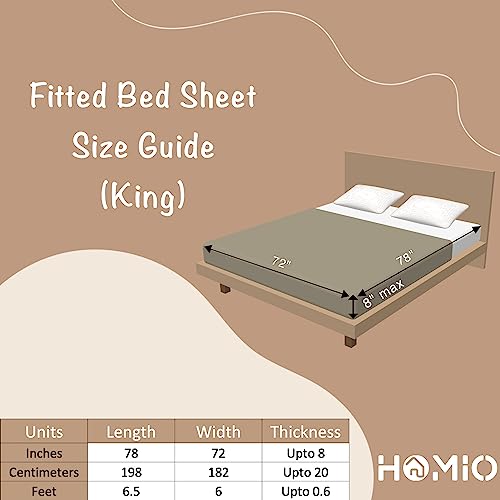 Image of Haley King Size Fitted Bedsheet Set (78x72 in) with 2 Pillow Covers - 250 TC Super Soft Cotton, All-Corner Elastic, Floral Design, Smooth & Comfortable (Set of 1)
