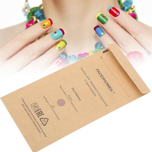 Sterilisationsbeutel, Sterilisation Tasche, Einweg Nagelzubehör Einweg Zubehör für Nagel Sterilisatoren Desinfektionsmaschinen, für Kosmetika und Nagelwerkzeuge, 75 x 150 mm (100 Stück)