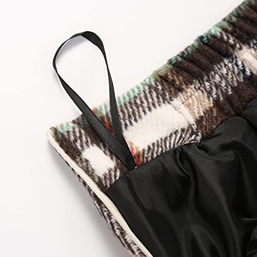 IDEALSANXUN Womens High Elastic Waist Maxi Skirt A-line Plaid Winter Warm Flare Long Skirts(Long Green/New, 3XL) - Thumbnail 4