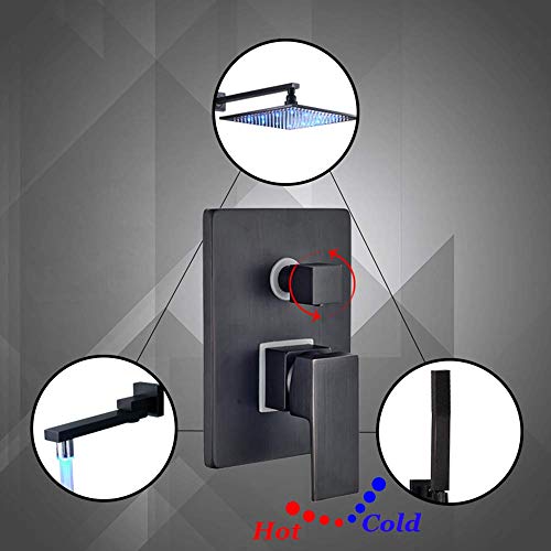 Ensemble de douche mural LED résolvant le manque de pression avec tête 12" - 4