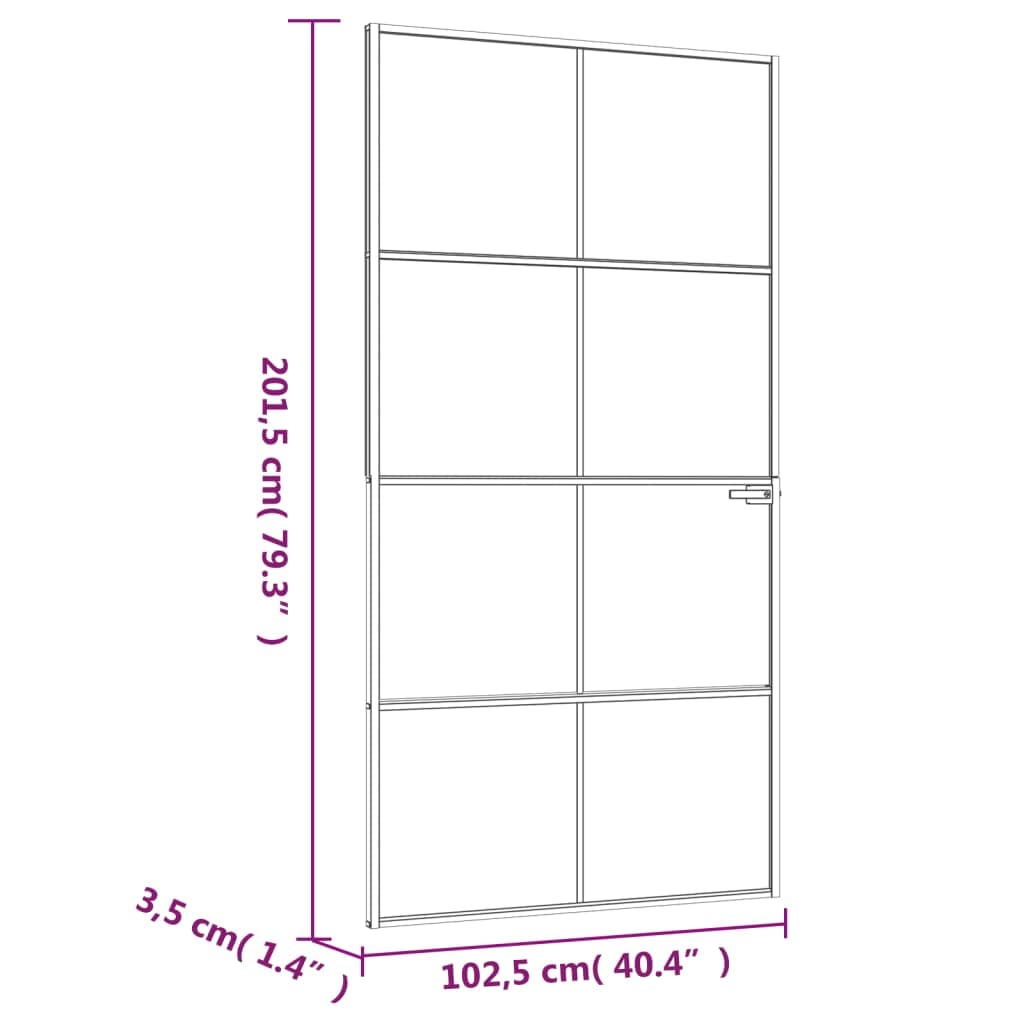 Porte Intérieure en Verre, Porte Vitrée pour Cuisine Salle de Bain Porte d'intérieur Noir 102x201,5 cm Trempé verre aluminium fin
