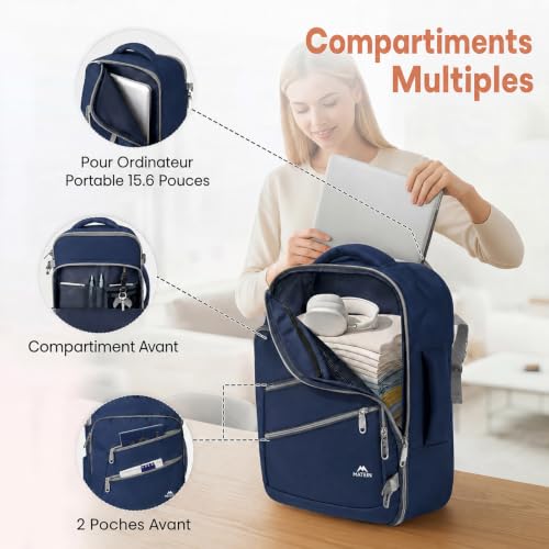 Sac Cabine Ryanair 40X30X20 : MATEIN Sac à Dos Voyage Cabine Avion 40x30x20, Sac à Dos Cabine 2... – Image 6