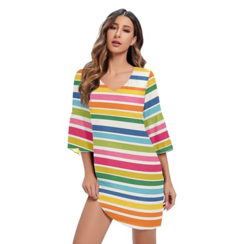 Robe trapèze multicolore respirante pour un confort estival absolu