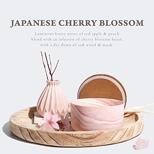 Hidden Label Scented Soy Candles, Large Candle 3 Wicks 14.8Oz Japanese Cherry Blossom Ceramic Jar Lava Collection, Gorgeous Gifts For Birthday Thanksgiving Christmas #TOP1