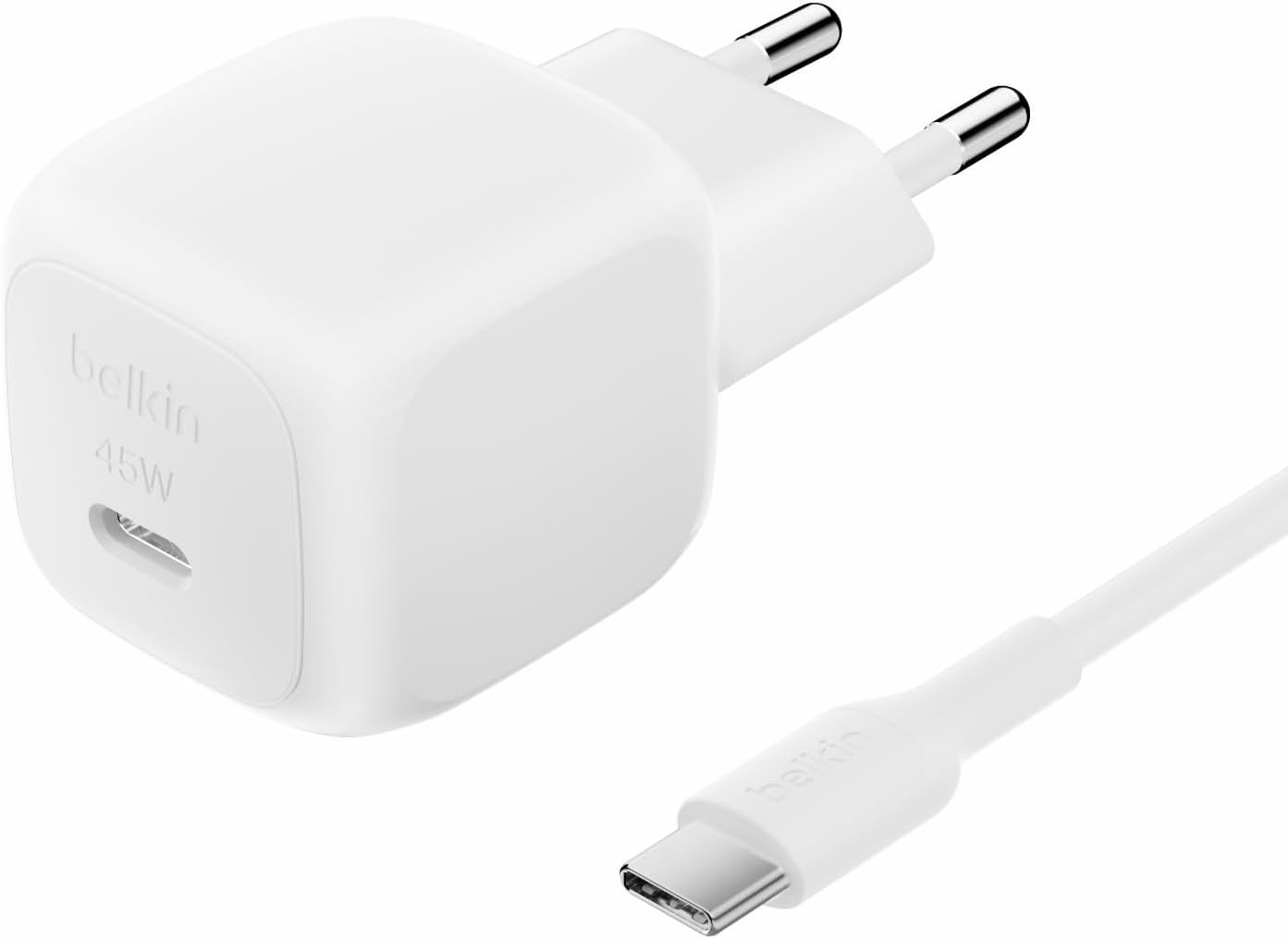Belkin BoostCharge Smartphone, Telefono cellulare, Tablet, Computer portatile, Auricolare, Universale, Console portatile Bianco AC, USB Ricarica rapida Interno (45W USB WCHARGE WPPSWHT W1M C-CCABLE)