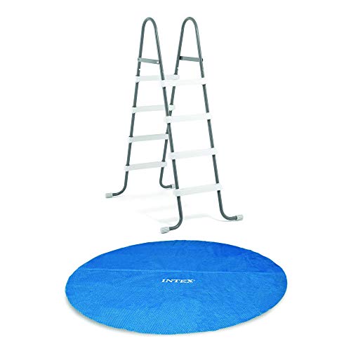 Intex Steel Frame Above Ground Pool Ladder & Intex 12-Ft Solar Pool Cover Tarp #TOP5