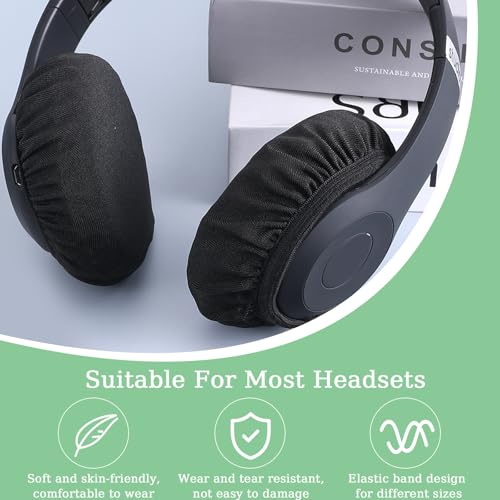 Fundas de tela para auriculares, 3 pares, ajustables de 1.96" a 4.3", lavables, algodón y nailon, protectores para auriculares contra sudor, cubiertas de tela para orejas miniatura 4