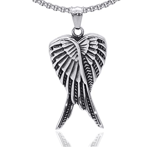 Punk Titanium Steel Angel Wings Pendant Necklace,24
