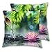 DECISAIYA 2 Ensemble de Housse de Coussin,Zen Stones GreenSpa Garden Vacances de Traitement au Lotus Rose,taie d'oreiller pour canapé Salon Chambre décoration de la Maison 45x45cm
