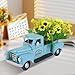 Aayahakawa Vintage Truck Decor with Sunflowers Flowers, Vintage Truck with LED, String Lights for Tiered Tray Items, Mini Sunflower Home Farmhouse Table (Blue)