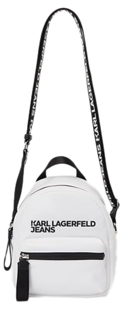 Karl Lagerfeld Jeans Women's White Essential Nylon Mini Back Pack Crossbody, One Size