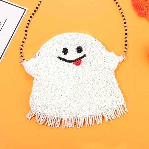 Halloween Purse Crossbody Bag for Women Beaded Ghost Pumpkin Purse Spooky Halloween Shoulder Bag Halloween Accessories Gifts3