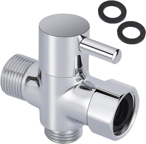 LYSAIMG Metal T-Adapter with Shut-Off T Valve,T Shape Valve for Shower Splitter Diverter,3-Way Connector,for Handheld Toilet Bidet Spray Bathroom
