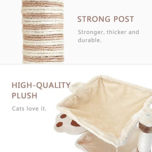Rascador para gatos con hamaca y poste de sisal natural miniatura 3