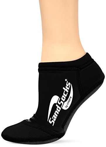 Sand-Socks Sprites Damen & Herren by Vincere – Kurze Strand-Socken für Sport & Spaß am Strand & im Wasser – Beachvolleyball Socken ohne Wund-Reibung – Low-Cut Neoprensocken – Schwarz I 36-38,5