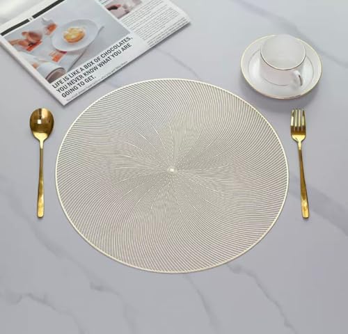 Image of HomeCloud PVC Material Round Shape Table Mat, Dining Table Mat,Table Placemats, Round Mats,Best for Bed-Side Table /Center Table, Dining Table /Shelves (Sparky Circle Gold, Set of 2)
