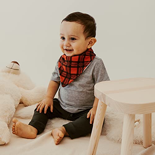 Stadela 100% Cotton Baby Bandana Drool Bibs For Drooling And Teething Nursery Burp Cloths 4 Pack Gift Set For Boys Hunting Adventure With Deer Antler Arrows Plaid Woodland Forest Animal #TOP2