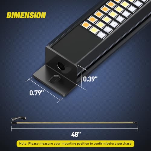 Nilight Truck Tailgate Light Strip 48" Aluminum Frame Triple Row 780 LED Strip with Red Running Brake Lights White Reverse Amber Sequential Turn Signals Strobe Lights，2 Years Warranty by Nilight - Image 2