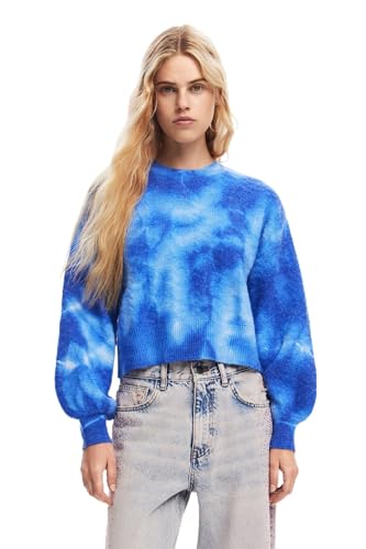 Desigual Maglione da Donna Flat Knit Thin Gauge, Felpa Donna, Blu, XXL