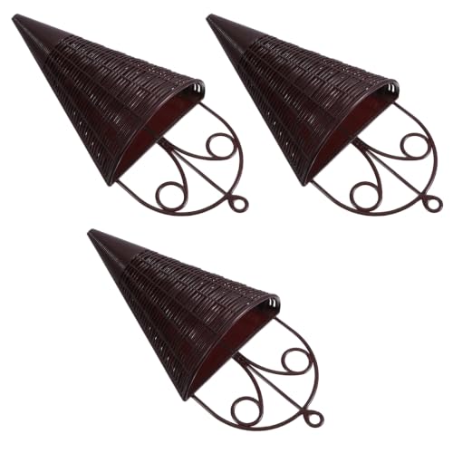 INOOMP Rattan Decorative Hanging Wall Basket Set Lightweight Cone Shaped Woven Planters for Balcony Garden and Home Storage Rustic Style Hanging Storage Basket for Flowers and Green Plants by INOOMP - Used condition - Image 9