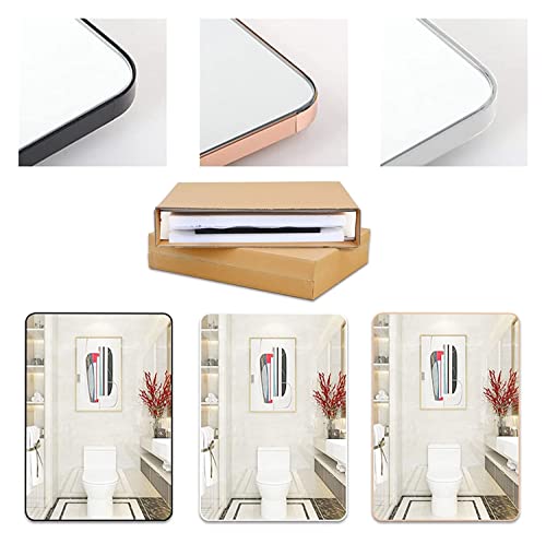 Miroir de maquillage rectangulaire avec cadre en métal suspendu - 3