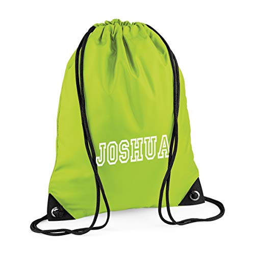 Image of Nametape Express Gymsac/Pump/Swim bag/Sack drawstring backpack personalised with name, great for school or gym (Lime)