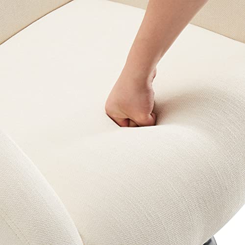 Swivel Accent Chair For Living Room, Modern Linen Fabric Armchair With Chrome Round Base, 360°Swivel Chair Comfy Upholstered Single Sofa Chair Leisure Lounge Chair For Bedroom,Office, Off White #TOP7