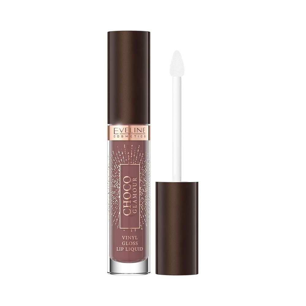 Eveline Cosmetics Choco Glamour Choco Glamour Liquid Lipstick - Glossy Finish No. 02 with Vitamin E, Jojoba Oil & Shea Butter