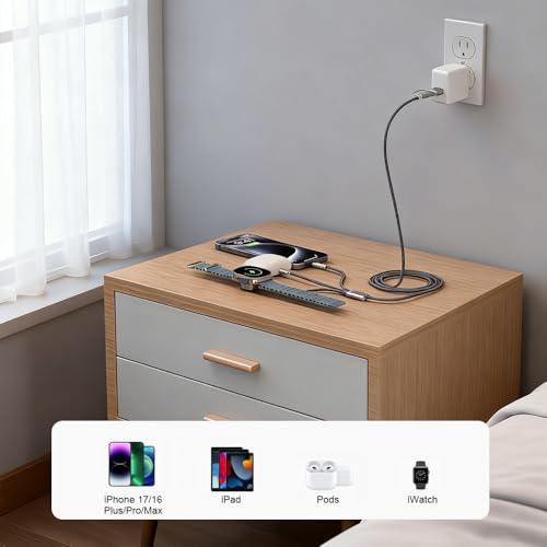 CHAFON Portable Travel Essential 3 in 2 Multi Charging Cable for Vacation Camping Trips and Group Settings Compatible with iwatch Series - Image 2