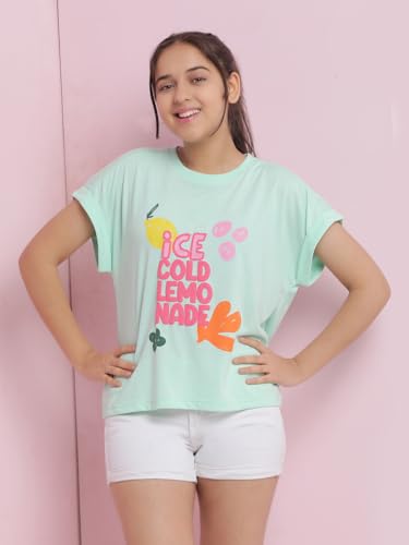 Image of Li'l Tomatoes Girls Crop T-Shirt | 100% Cotton | Graphic Printed Casual Top | Soft & Breathable Summer Wear | 9-16 Years