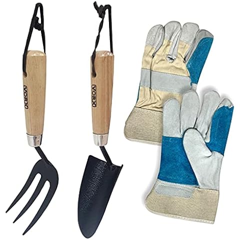 VORX Garden Hand Fork Hand Trowel Carbon Steel Wooden Handle Leather Gloves Perfect for Digging Tools for Home & Professional Use 1% Sale Value Will be Donated to Children's Hospital Sheffield Cover