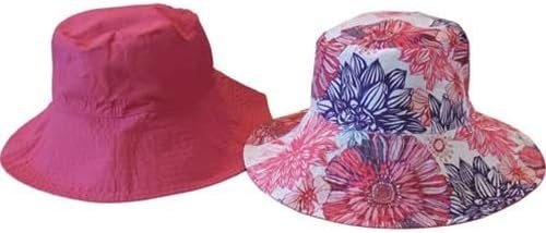 Sun Lily Fashion Flips Reversible Sun Hat with Tote - Womens (Rasberry Burst) Apparel