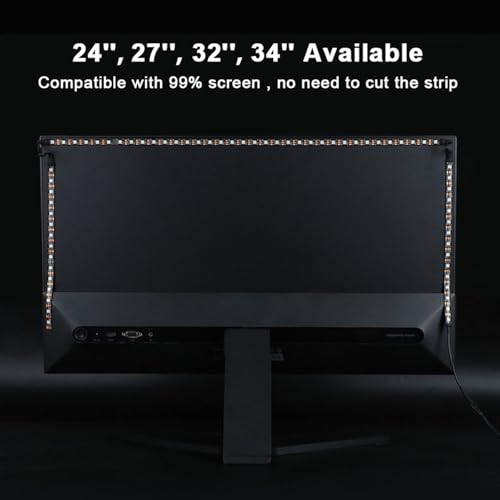 Image of Gaming Lighting Sync PC Backlight 16 Million Color USB Powered RGB IC LED Strip for Gaming Room Decor, Smart LED Lights for Monitors with Color (for 34 inch PC)