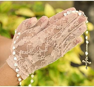 Miniatura 4 de SATINIOR Guantes de encaje para mujer, para boda, fiesta de té, guantes cortos de encaje de cortesía para cenas, fiestas de cosplay, noche