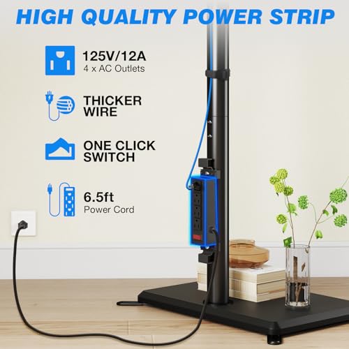 Rfiver Swivel Floor TV Stand with Power Outlet for 32-65 inch TVs, Height Adjustable Tall TV Stand with Wood Base, Hold Up to 88lbs, Saving Space Design for Bedroom, Living Room and Corner by Rfiver - Used condition - Image 3