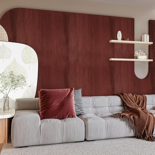 Image of WALLMATE Brown Wood Wallpaper Peel and Stick Self Adhesive Contact Paper for Cabinet Countertop Shelf Drawer Wall Door Desk Table Cabinet Vinyl Roll (Red Wood, 24x150)