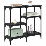 vidaXL con lo scaffale Rovere Nero 80 x 29 x 75 cm Legno Multistrato, Tavolo Consolle Industriale Moderno, Design Rettangolare Stretto, Soluzione di Archiviazione Funzionale per Mobili d'Entrata o di