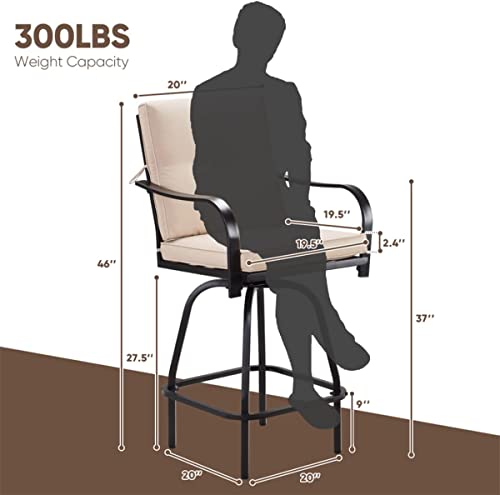 Strpretty Basic Patio Swivel Bar Stools Set Of 2, Outdoor Bar Height Patio Swivel Chairs With Cushion For Garden Balcony Backyard #TOP5