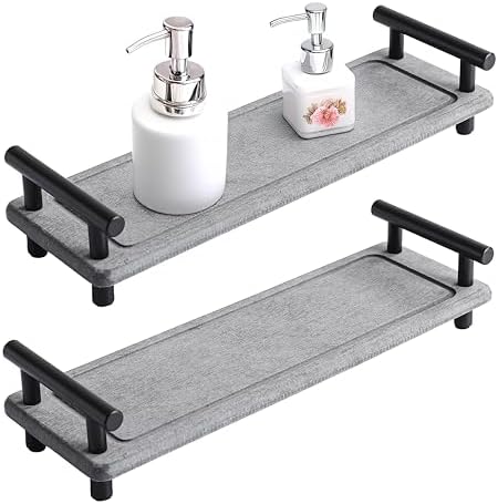 2PCS Water Absorbing Stone Tray, Instant Dry Sink Caddy, Stone Dr...