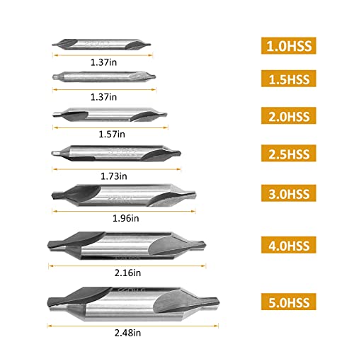Saihisday 7Pcs Center Drill Bits Set M2 Hss Centering Starter Drill Bit 60-Degree Countersink Tools For Lathe Metalworking #TOP2