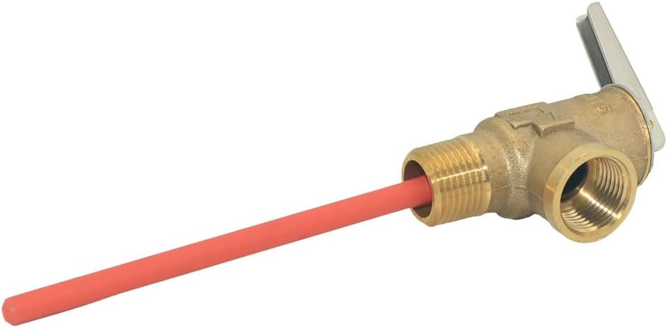 VARMHUS Temperature and Pressure Relief Valve for RV Water Heater, 150 psi 210°F T&P Valve, Thickened Brass Body with Epoxy-Coated Probe, NPT Thread, Max 200000 BTU/h (1/2INCH)