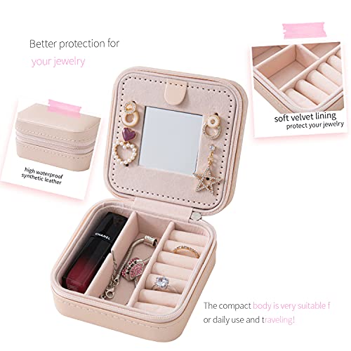 Kelofon Travel Jewelry Case Small Organizer Box For Girls Women With Mirror #TOP1