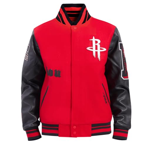 Pro Standard MENS NBA HOUSTON ROCKETS OLD ENGLISH VARSITY JACKET RED/BLACK L